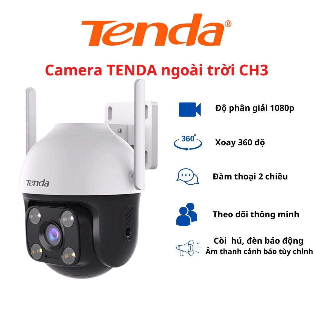 CAMERA WI-FI TENDA CH3 2.0Mpx Ngoài Trời Chính Hãng