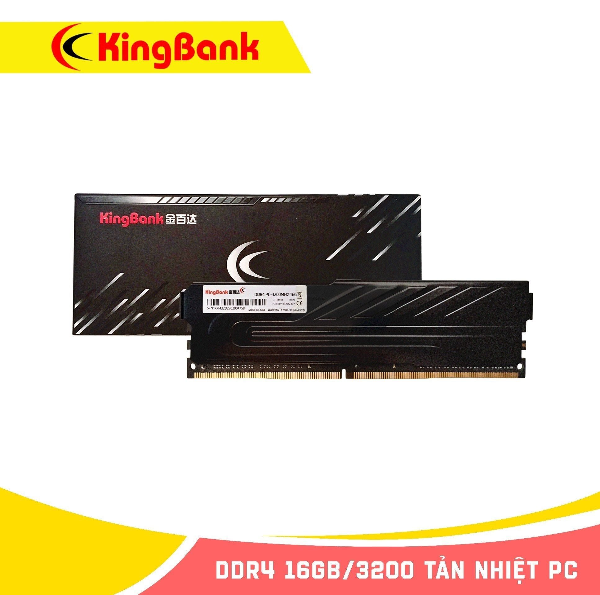 DDR4 16GB/3200 KINGBANK Tản Nhiệt Chính Hãng (1.900K KV)