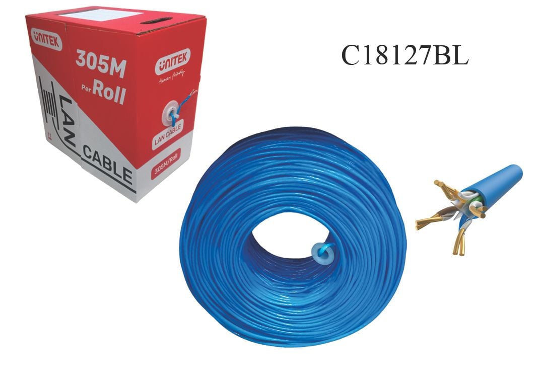 CABLE MẠNG (305M) UTP 6E UNITEK C18127BL (Màu Xanh)