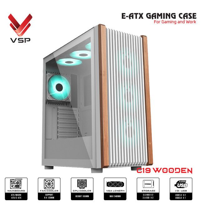 CASE VSP C19 Wooden Trắng (S/P Main Dual Cpu)