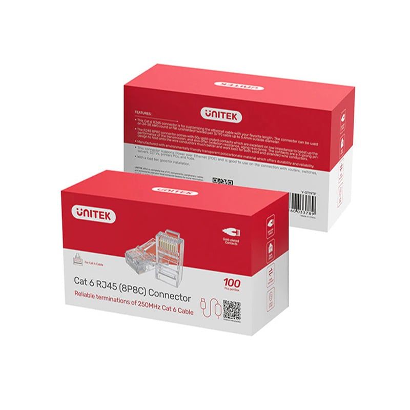 ĐẦU RJ45 UNITEK OT19TP Cat6 100c/hộp