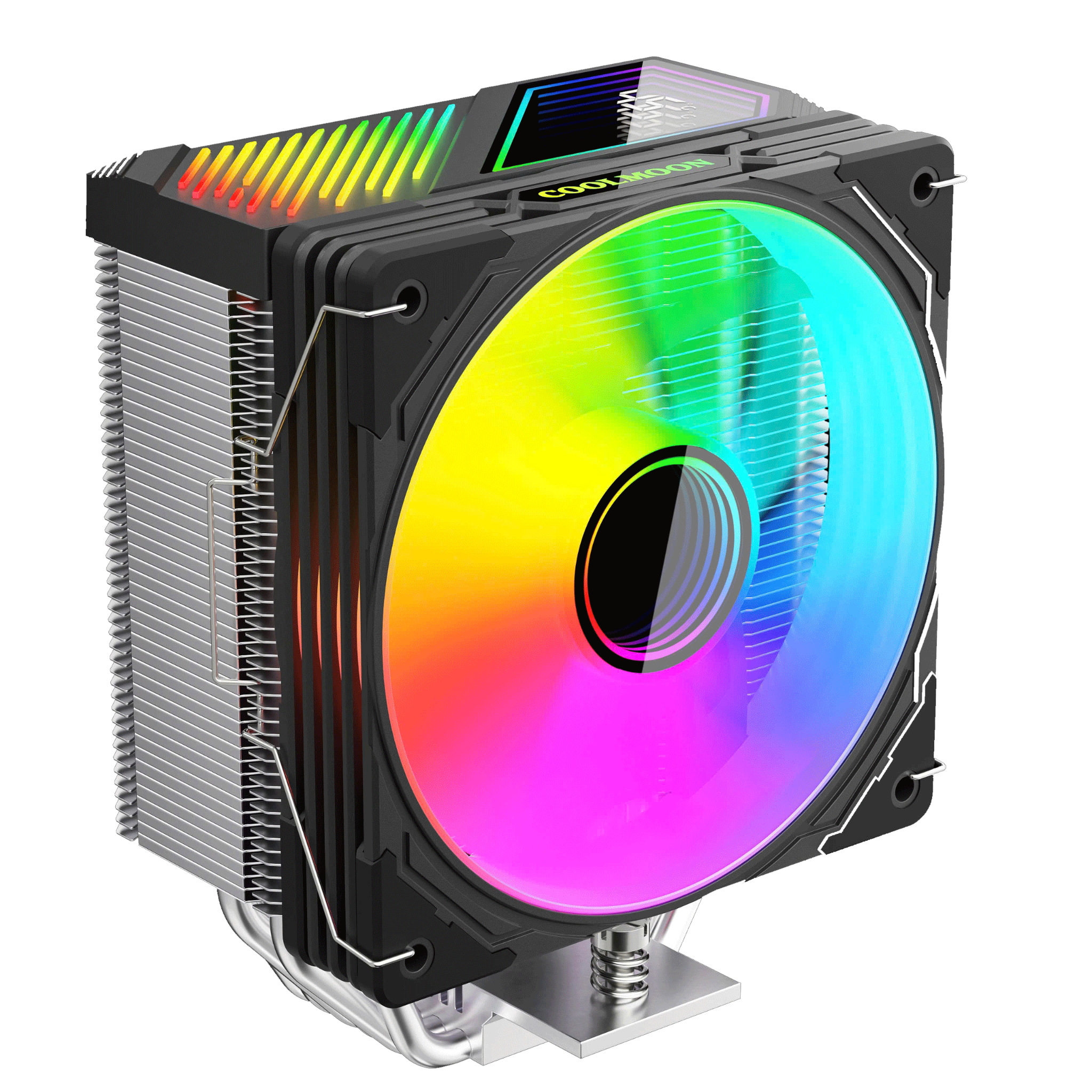 FAN CPU COOLMOON GT600 ARGB -6 Ống Đồng – Hiển thị nhiệt độ - Full Socket- Đen / Trắng (410K KV)